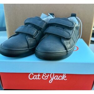 Cat & Jack Dino Sneakers Kids Black Hook and Loop Low Top Shoes Size 11 NEW